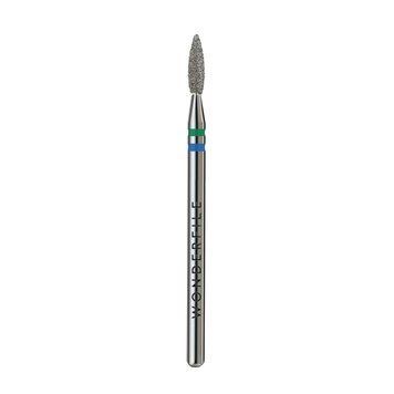 Freză diamantată WONDERFILE 2X &bdquo;Flacără ascuțită&rdquo; 2,1 mm, verde-albastră WFDNF21GB foto
